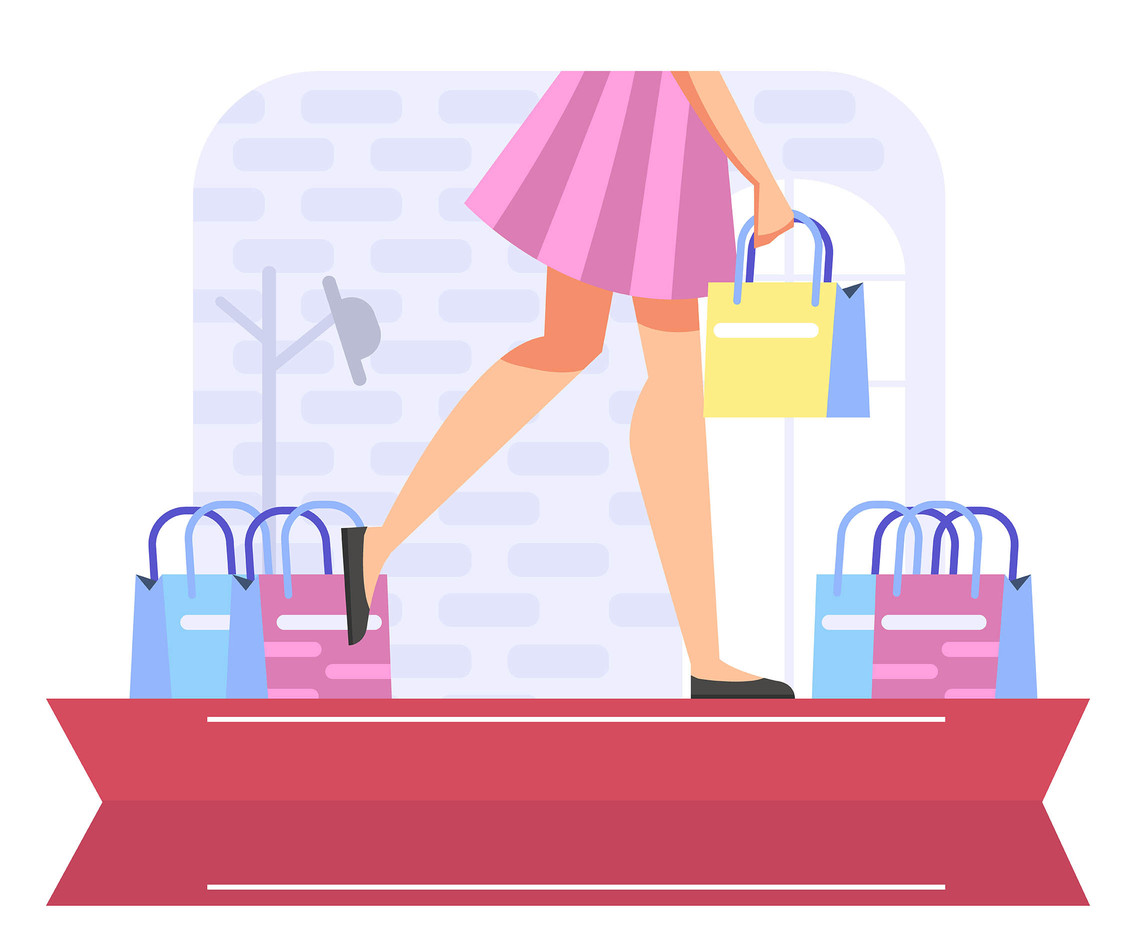 Fashion Background Vector With Shopping Bags