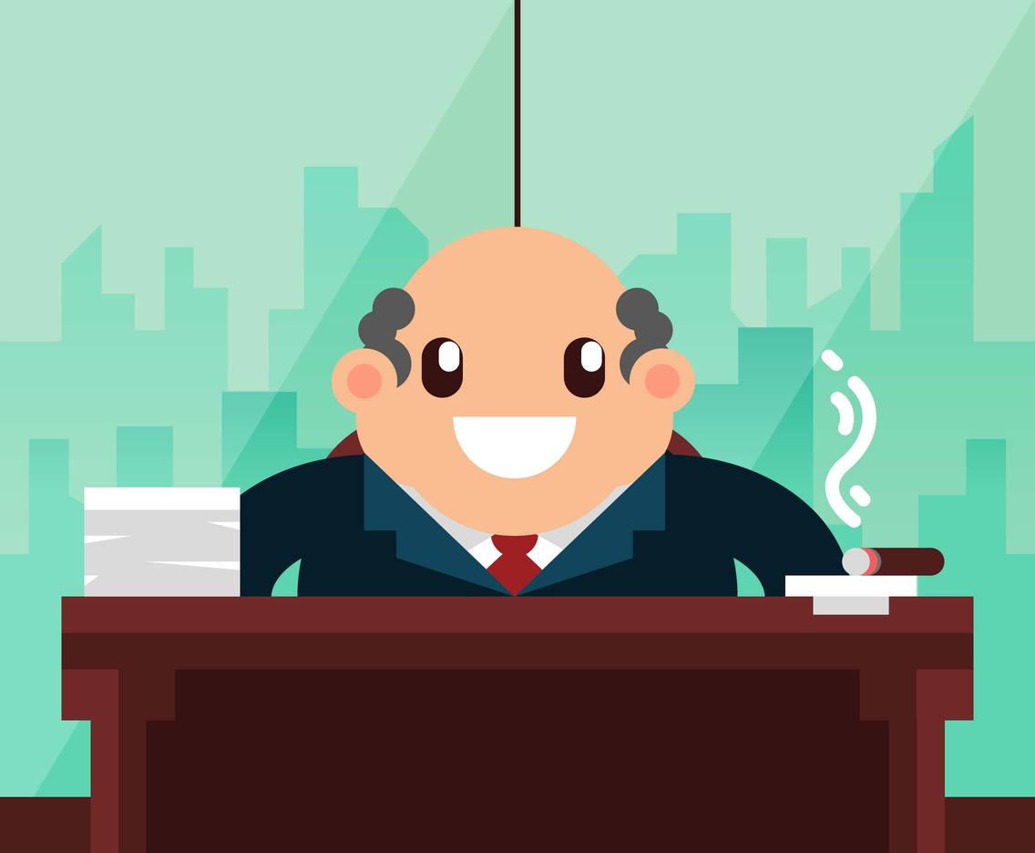 Business Man Office Flat Illustration Vector