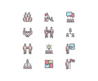 Set Of Doodled Icons About Teamwork