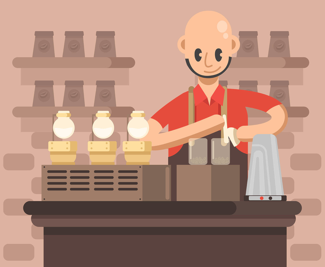 Barista in Red Shirt Vector