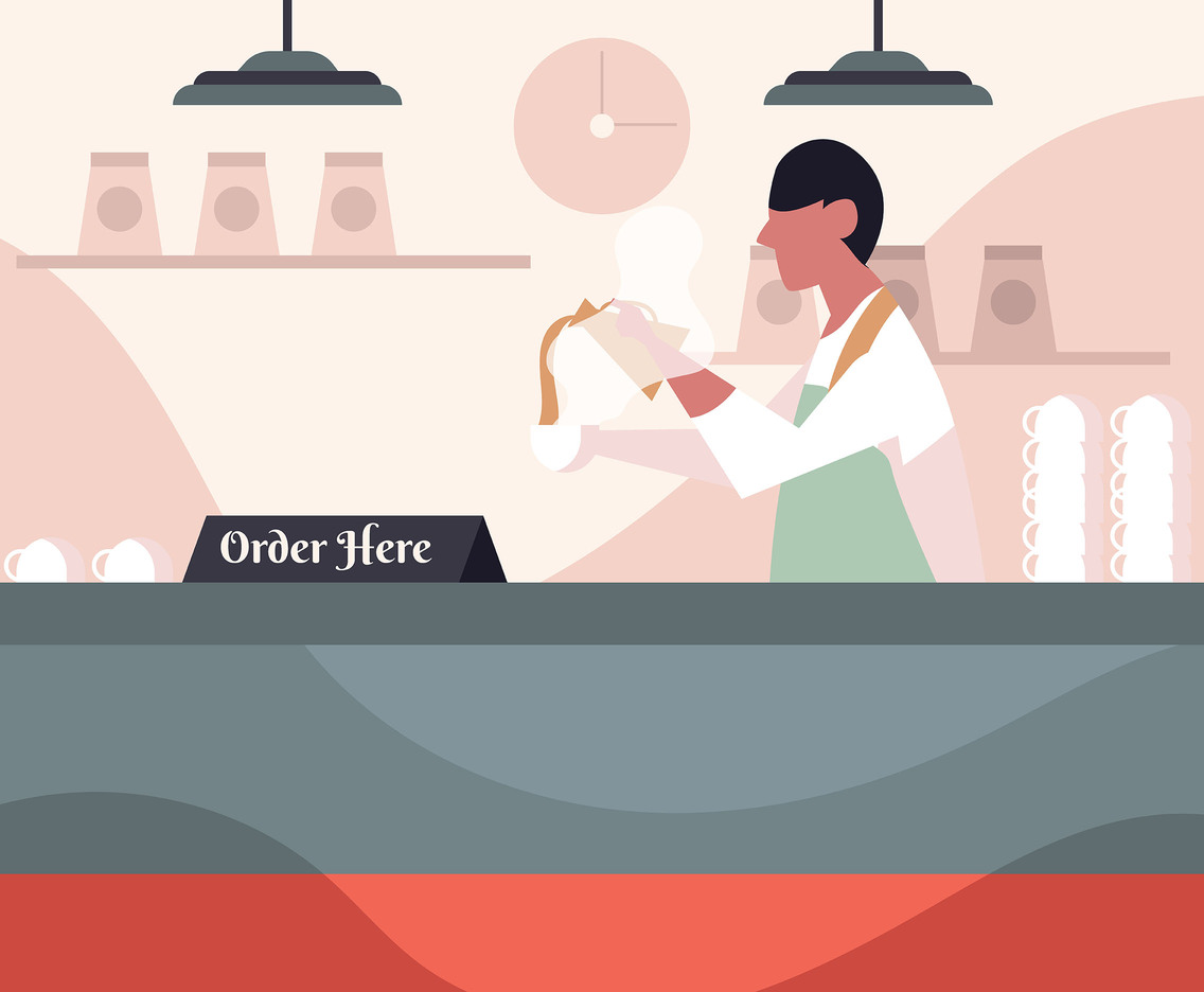 Barista in White Shirt Vector