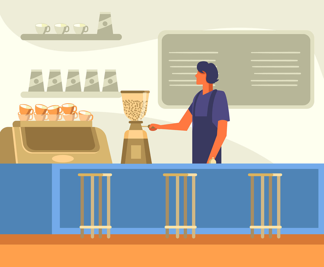 Barista Grinding Coffee Background