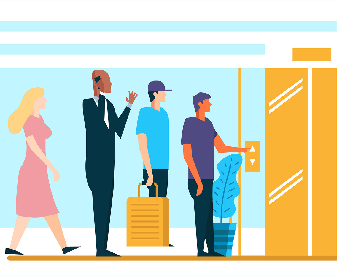 People of Color in Building Vector