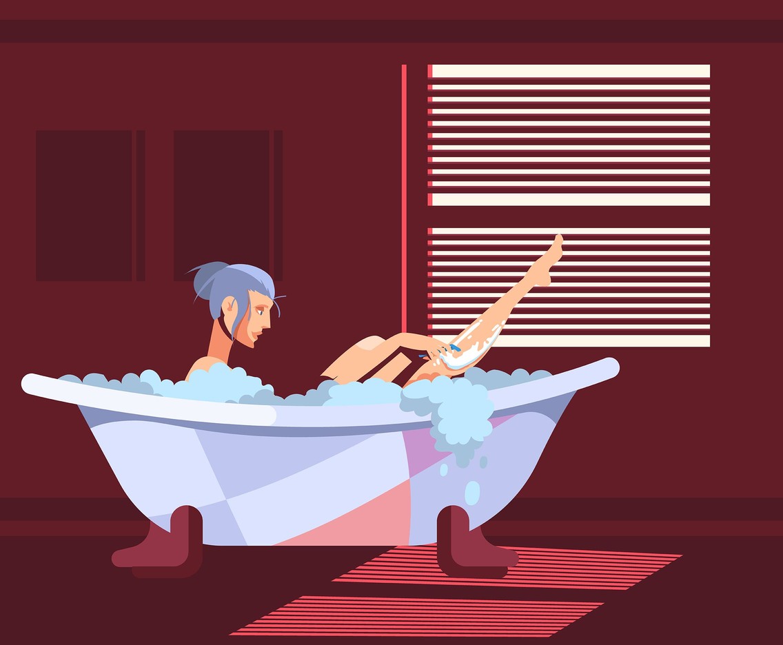 Woman Shaving in Bathtub