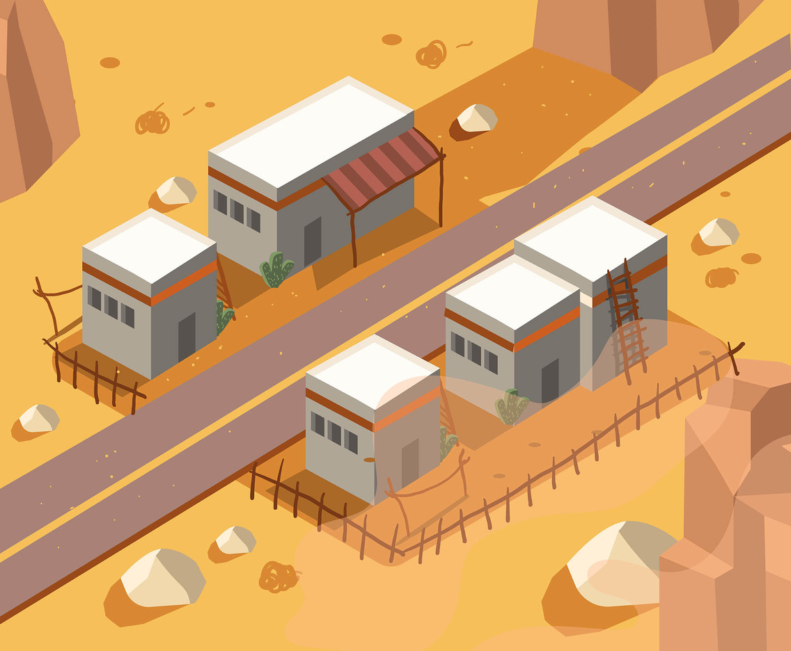 Isometric Desert with Houses