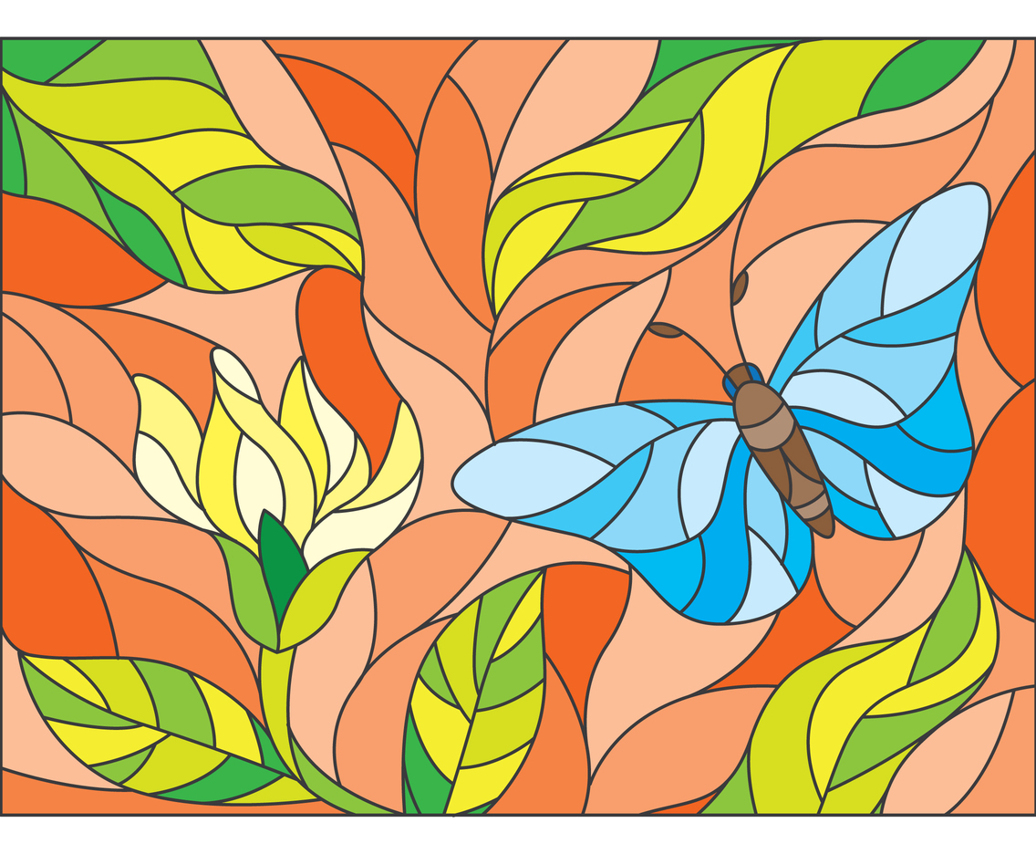 Butterfly And Flower Stained Glass Art