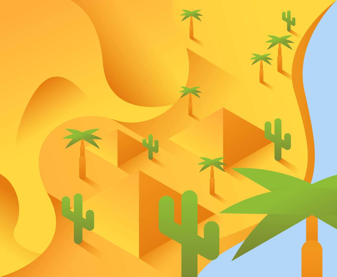 Isometric Desert Egypt Pyramids Illustration Vector
