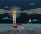 Lighthouse at Night Vector