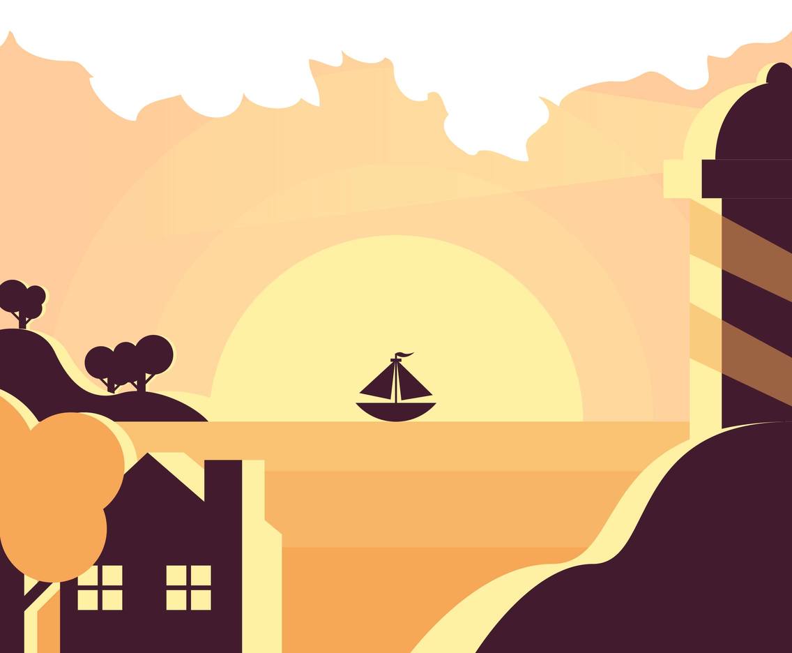 Vintage Lighthouse Landscape Vector