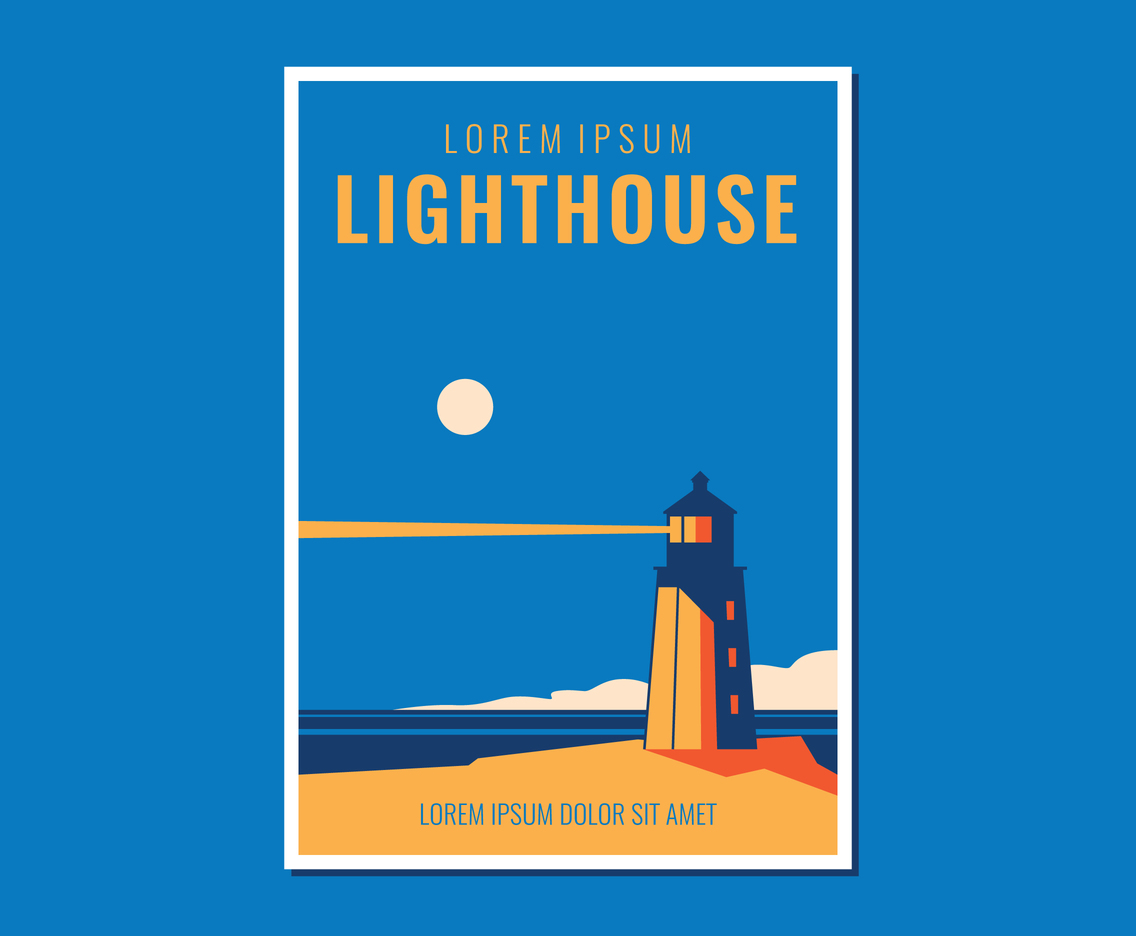 Vintage Lighthouse Landscape Poster