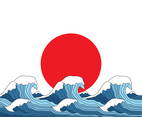 Japanese Flag With Wave Pattern