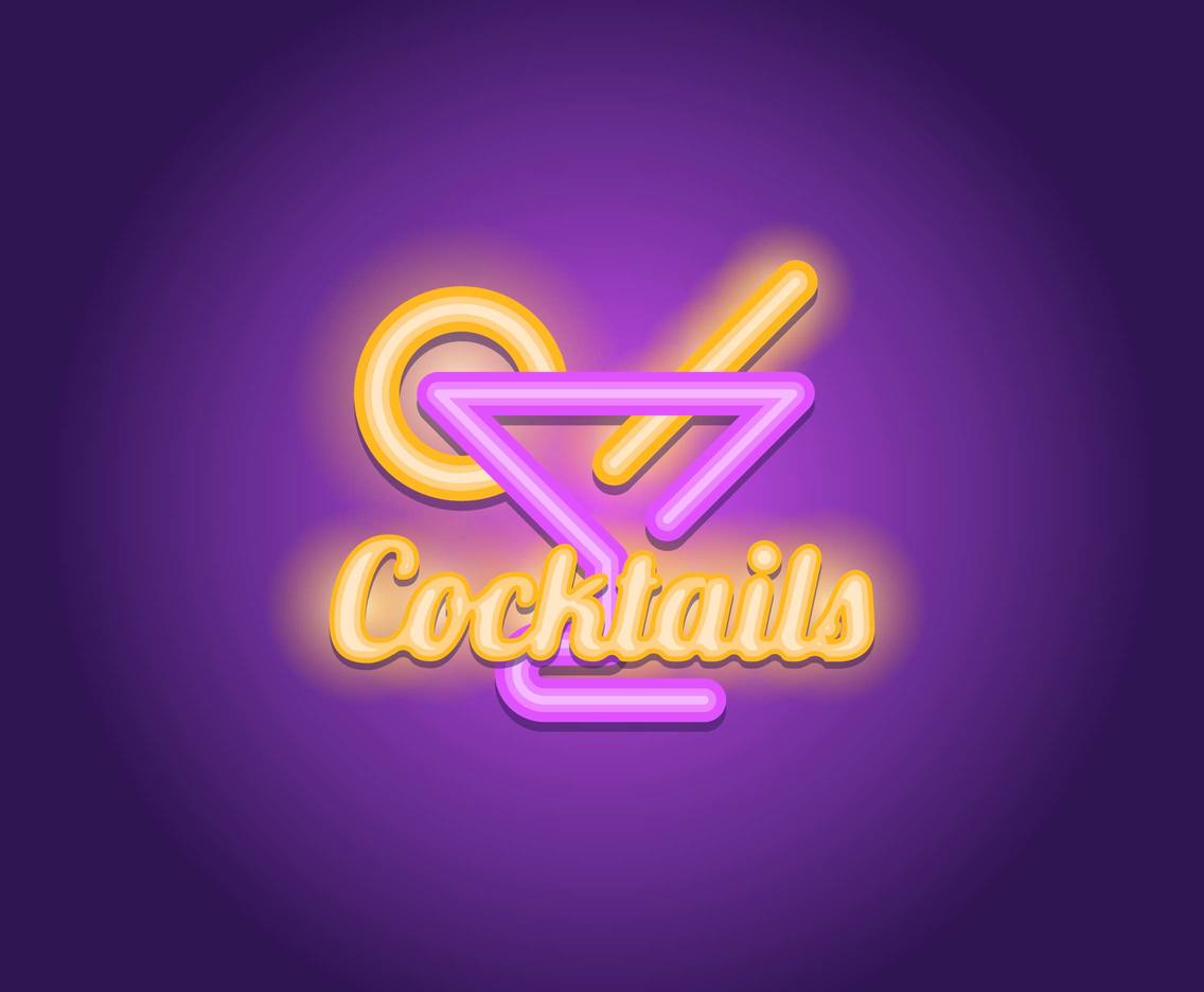 Neon Sign Cocktail Bar Vector