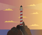 Lighthouse at Sunset Vector