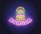 Neon Sign Burger Vector