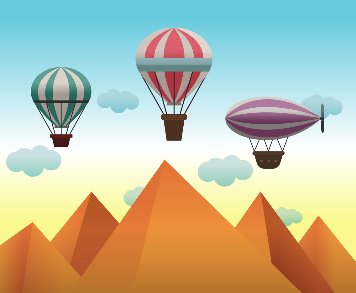 Air Balloons in the Desert Sky Vector