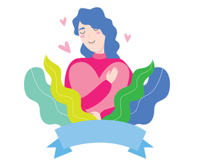 Girl Hugging Heart With Love