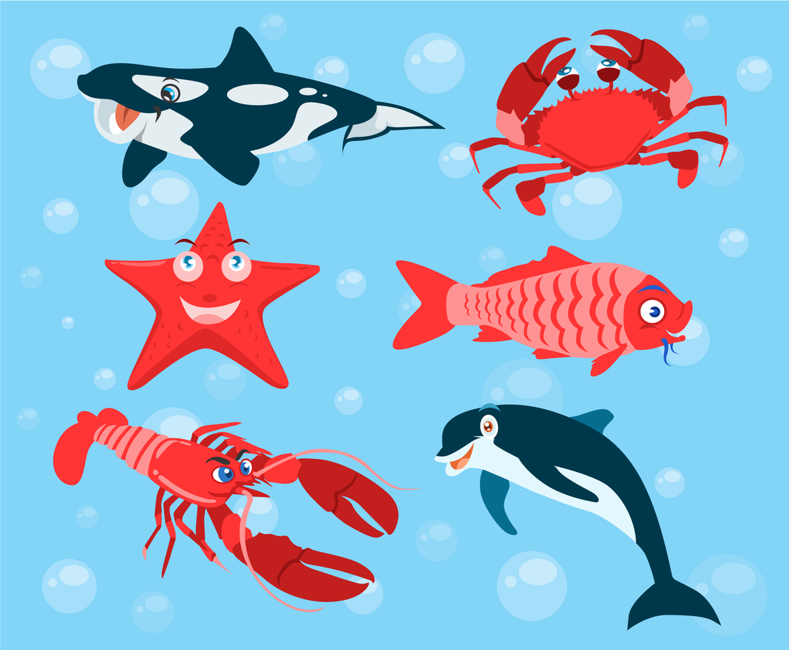 Cartoon Sea Animals Vector