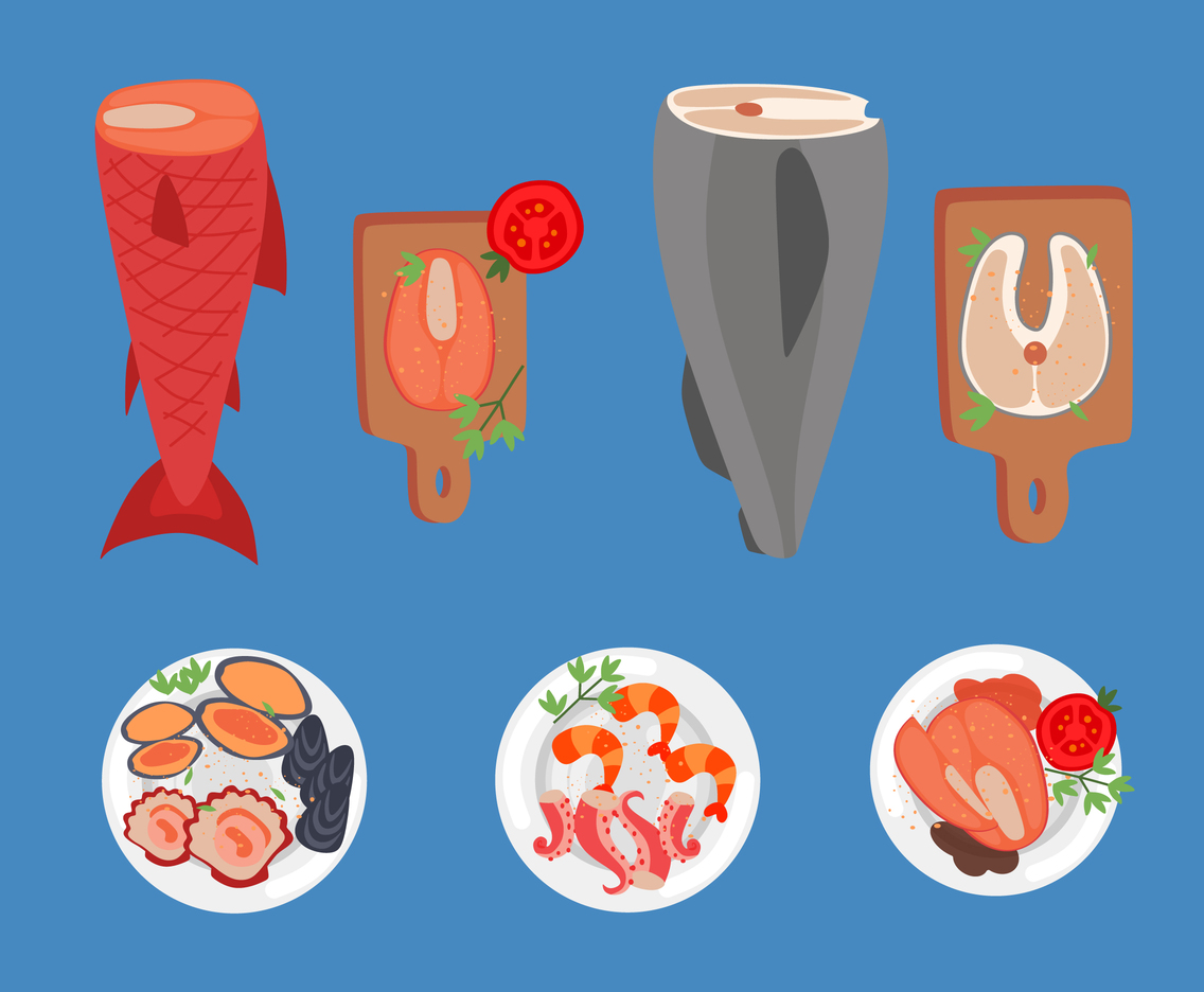 Various Seafood Vector