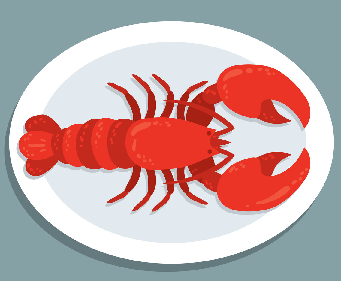 Lobster On Plate Vector