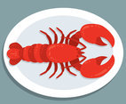 Lobster On Plate Vector