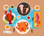 Seafood Dishes  Vector