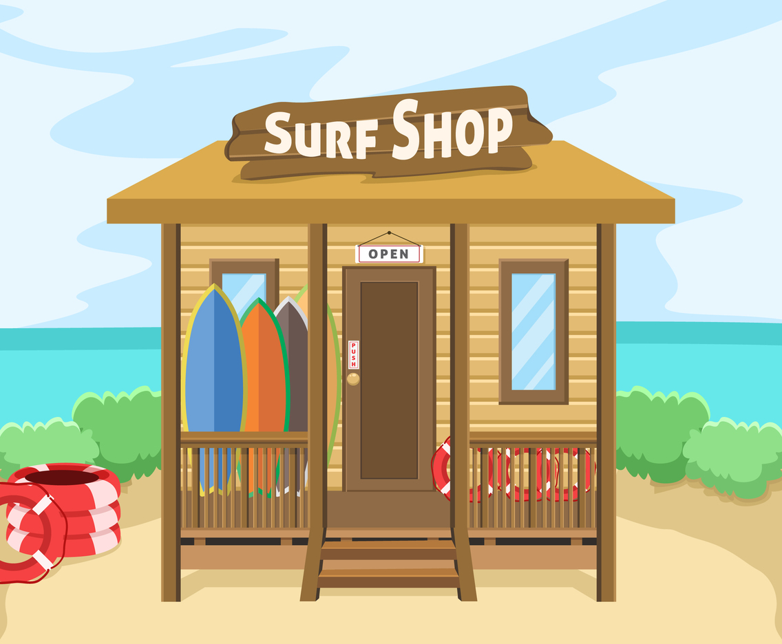 Surfing Equipment Shop Vector