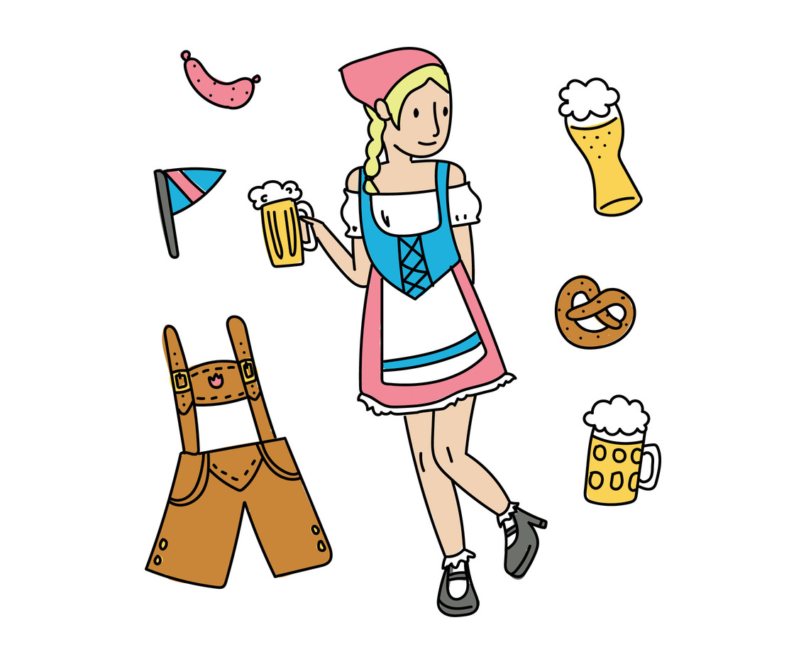 German Lady With Lots Of Oktoberfest Elements