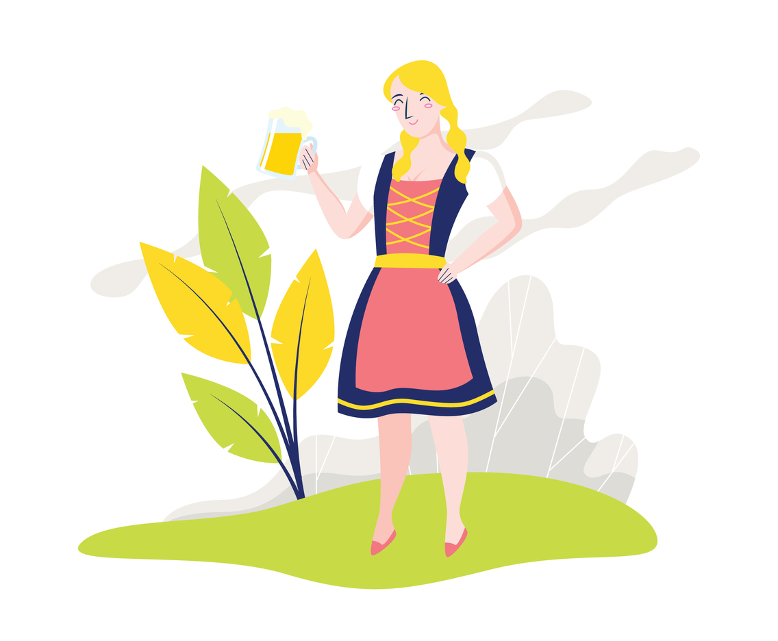 Bavarian Lady Bring A Beer