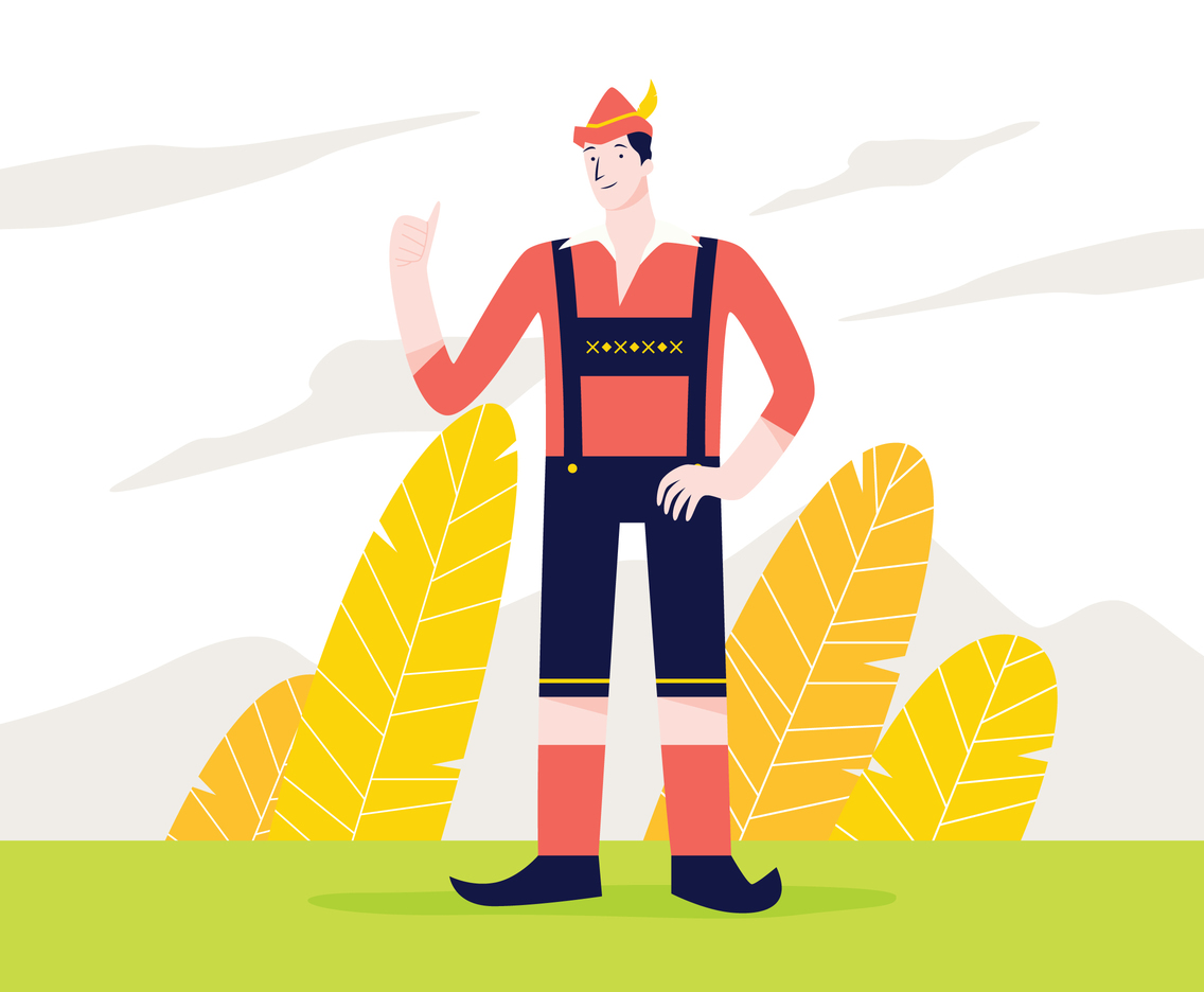 Man Wearing Lederhosen