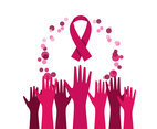 Reaching Hands Breast Cancer Ribbon Vector