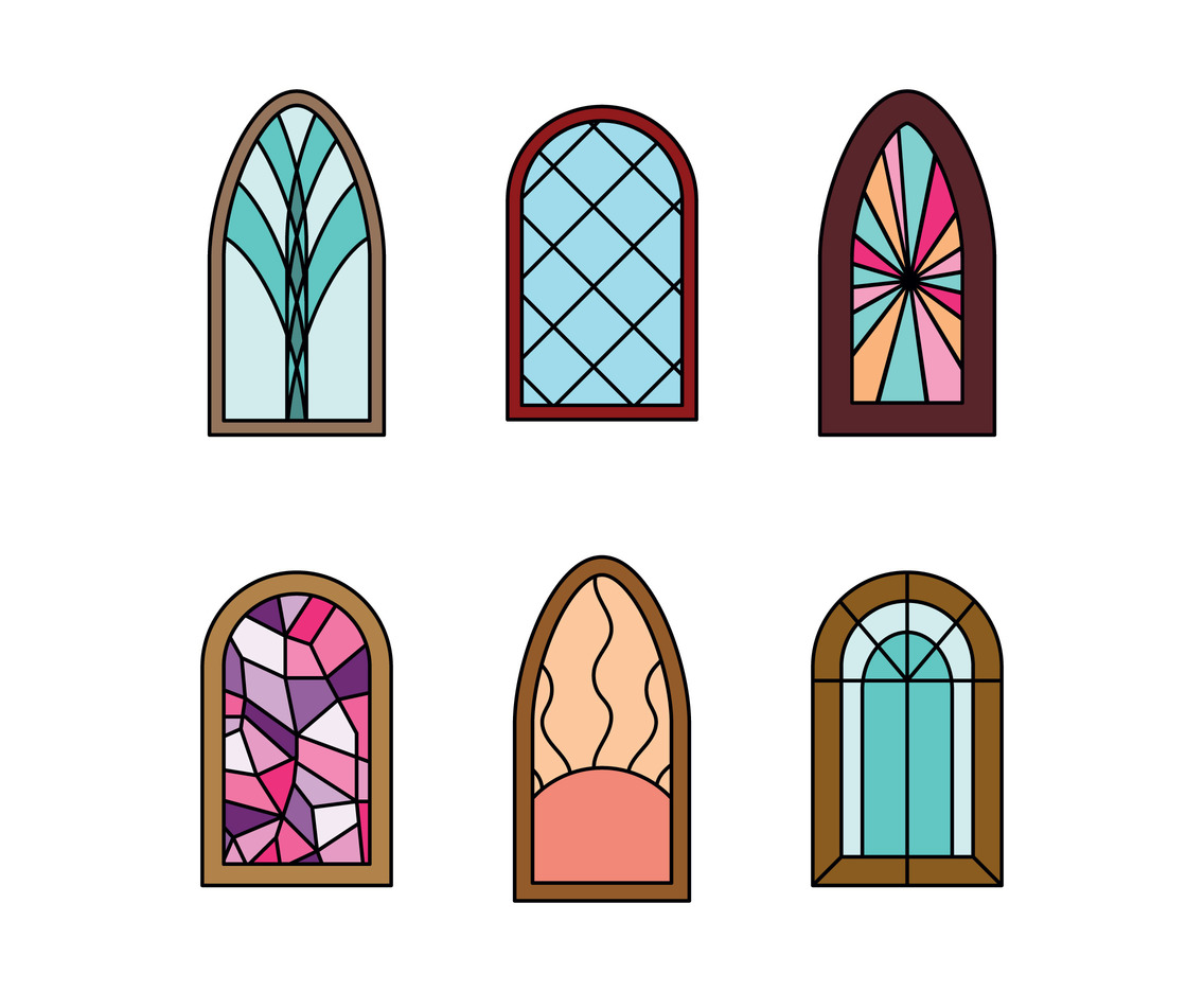 Set Of Religious Stained Windows