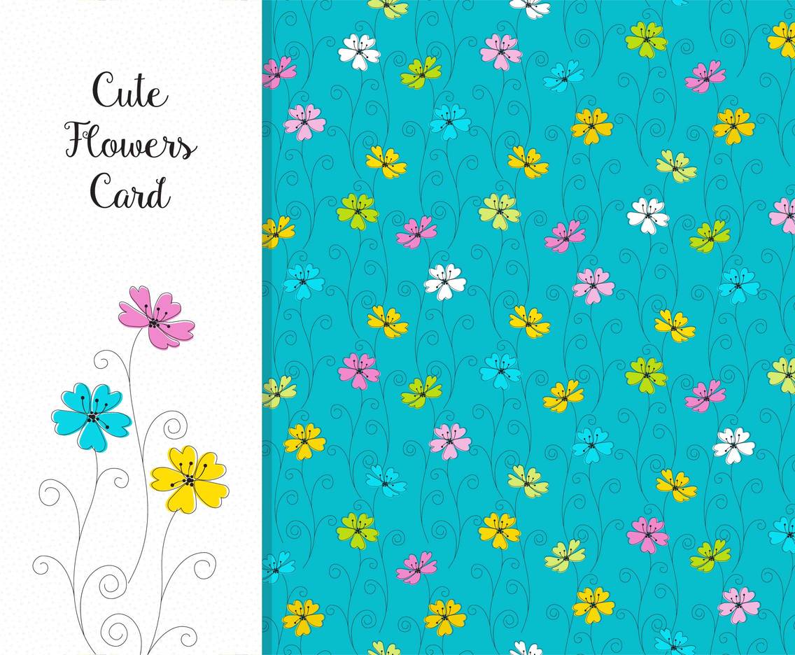 Cute Spring Flowers Vector Card