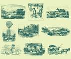 Gray Vintage Farm and Orchard Illustrations