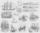 Gray Nautical Illustrations