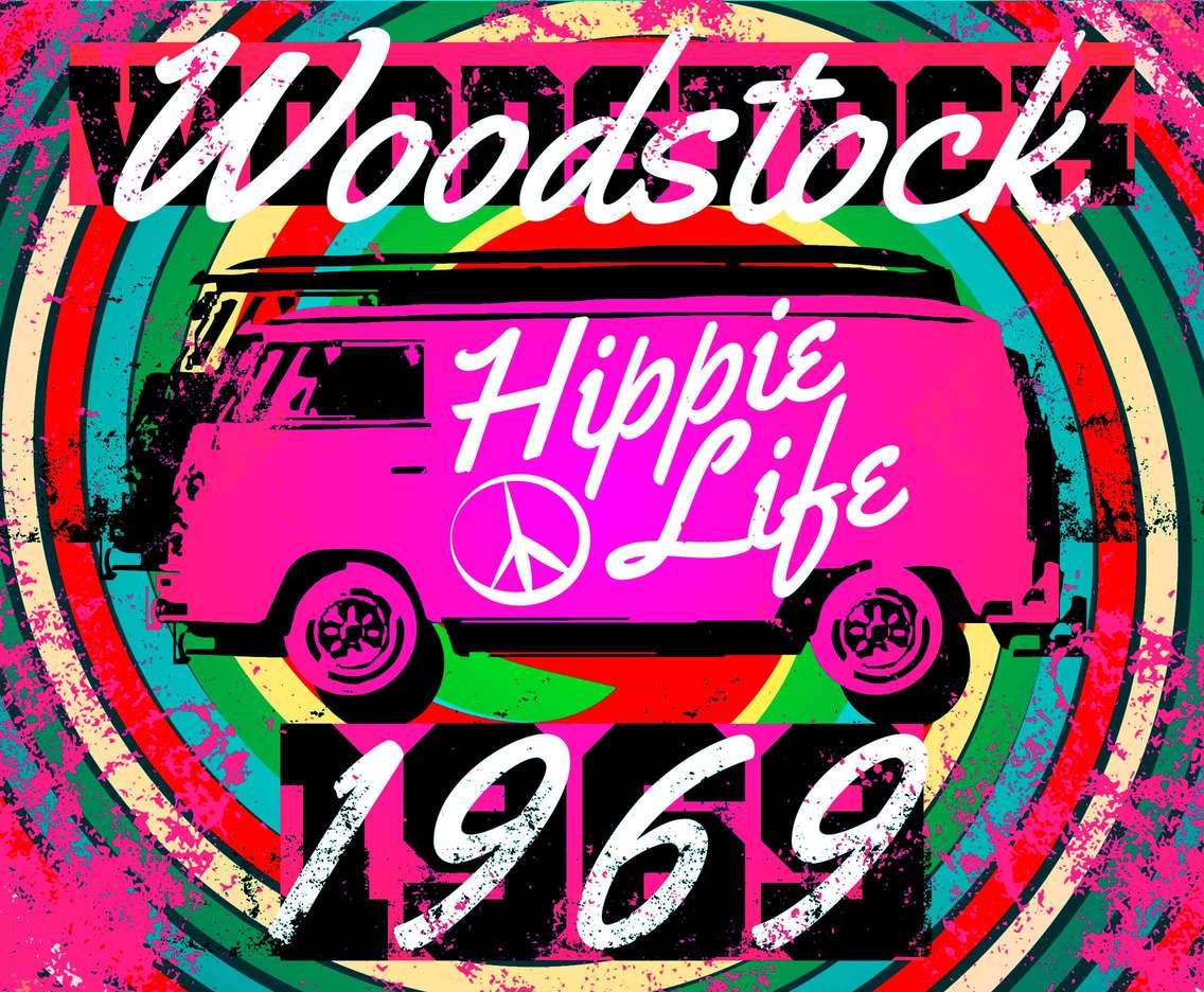Woodstock Hippie Background Vector 