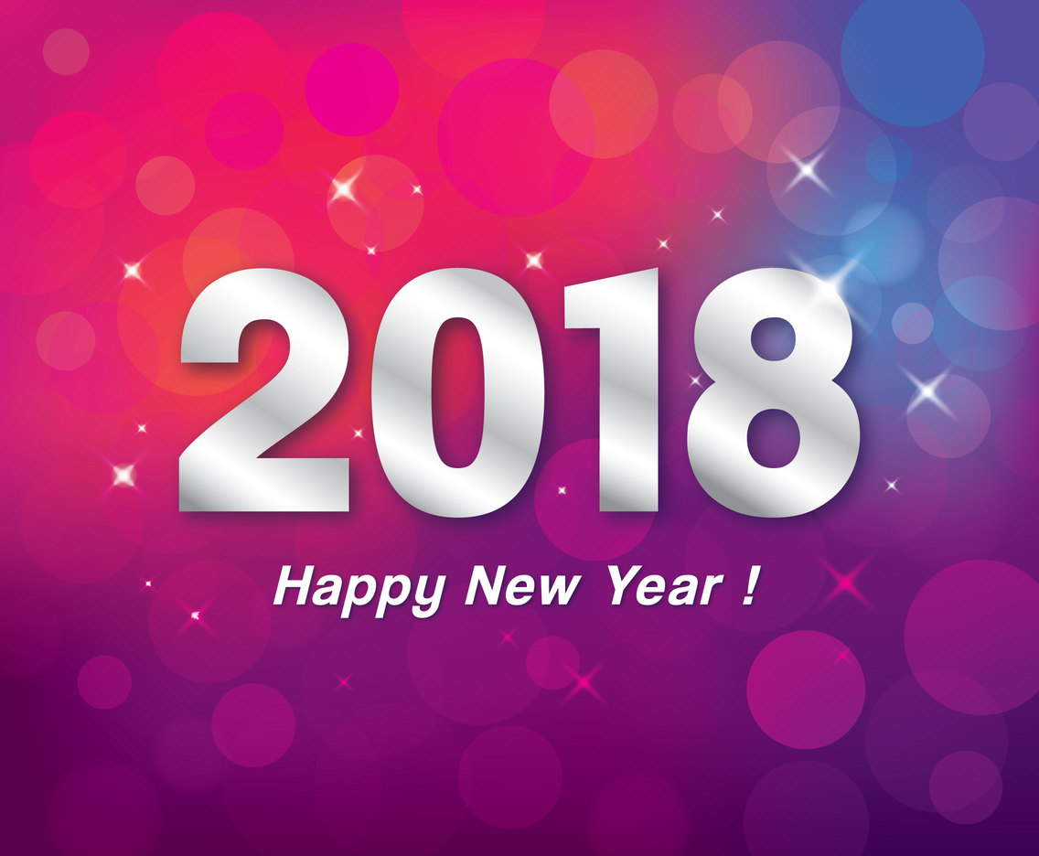 Happy New Year 2018 Bokeh Greeting
