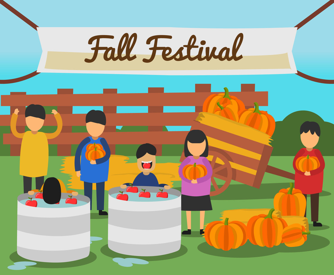 Kids in Fall Festival Vector