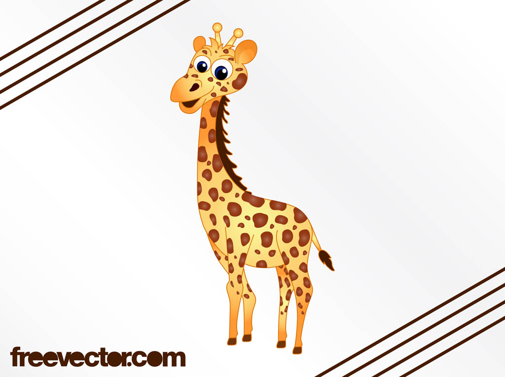 Giraffe Cartoon Vector Art & Graphics 