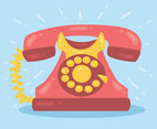 Pink Rotary Telephone Vector