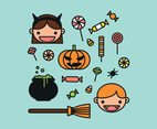 Colorful Outlined Halloween Elements