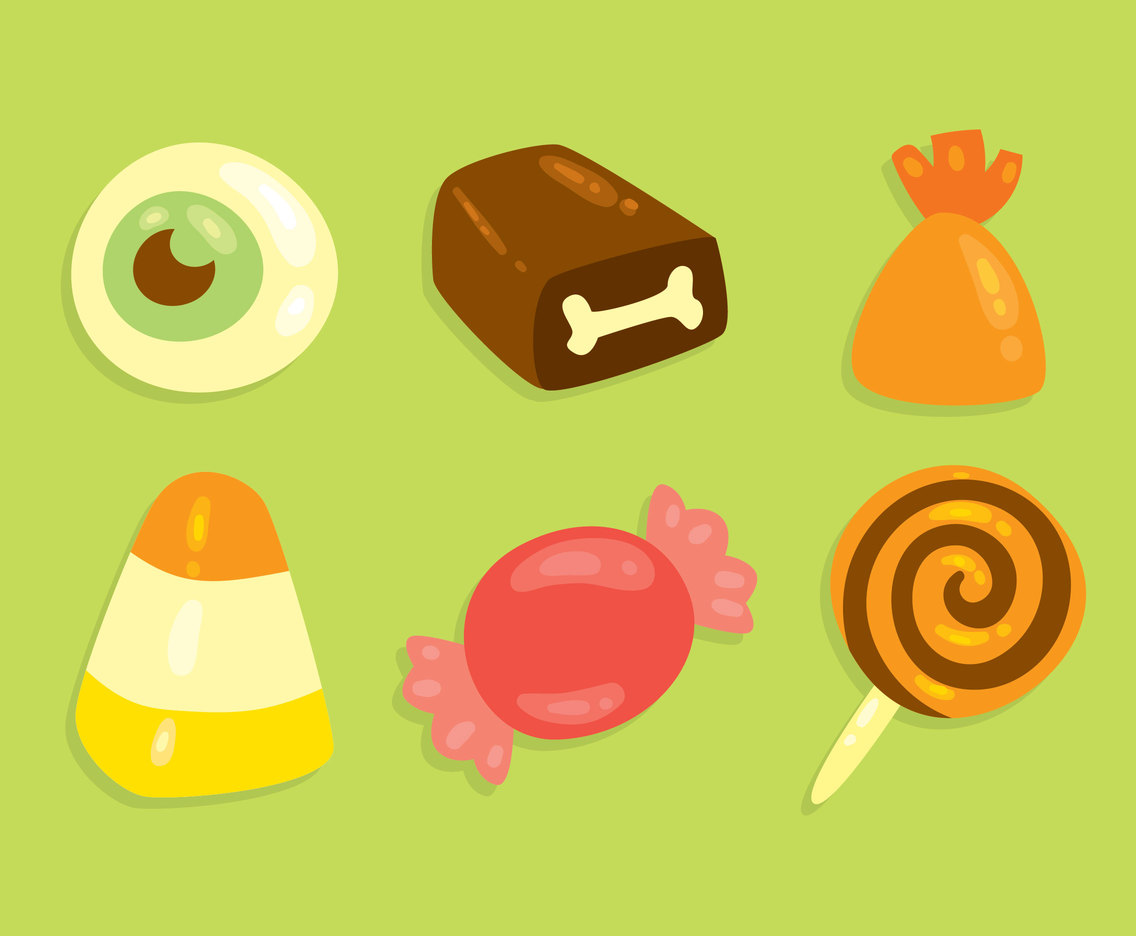 Halloween Candy On Green Vector
