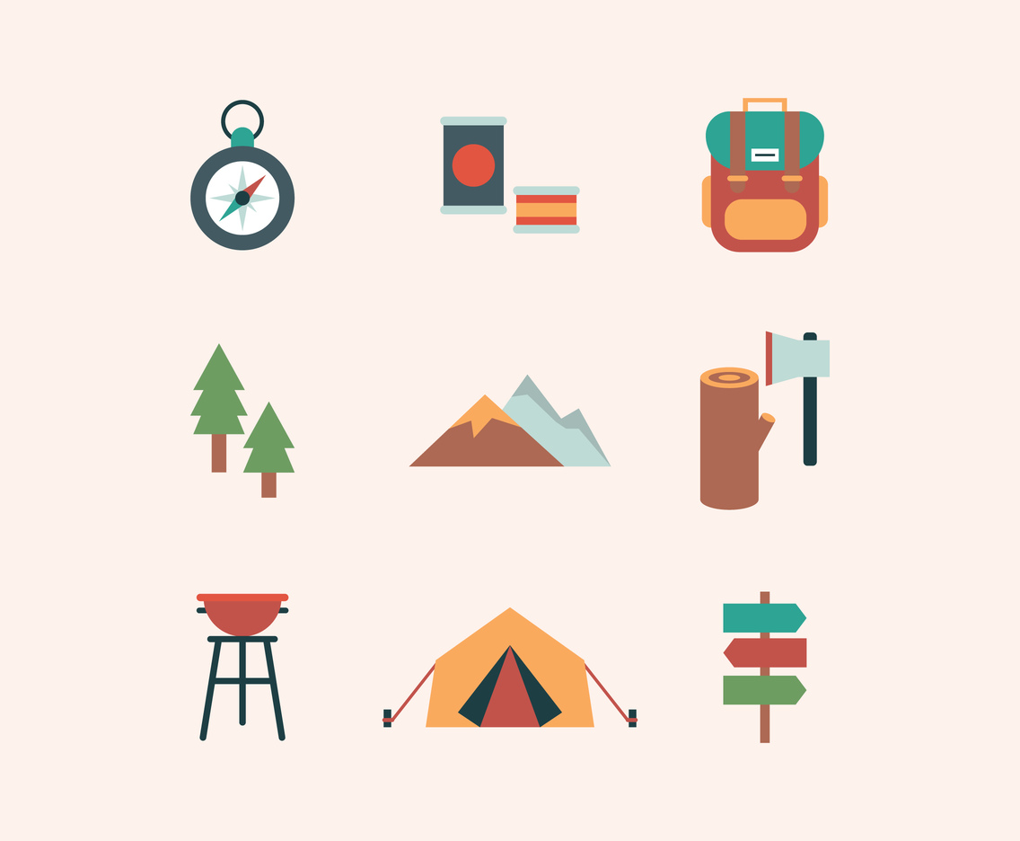 Flat Design Camping Stuff