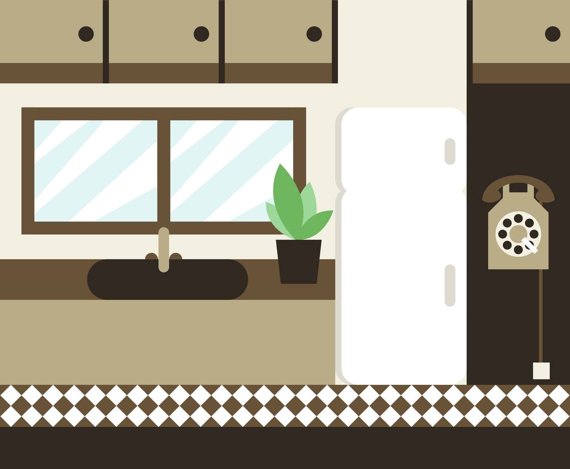 Rotary Telephone Vintage Kitchen Illustration Vector