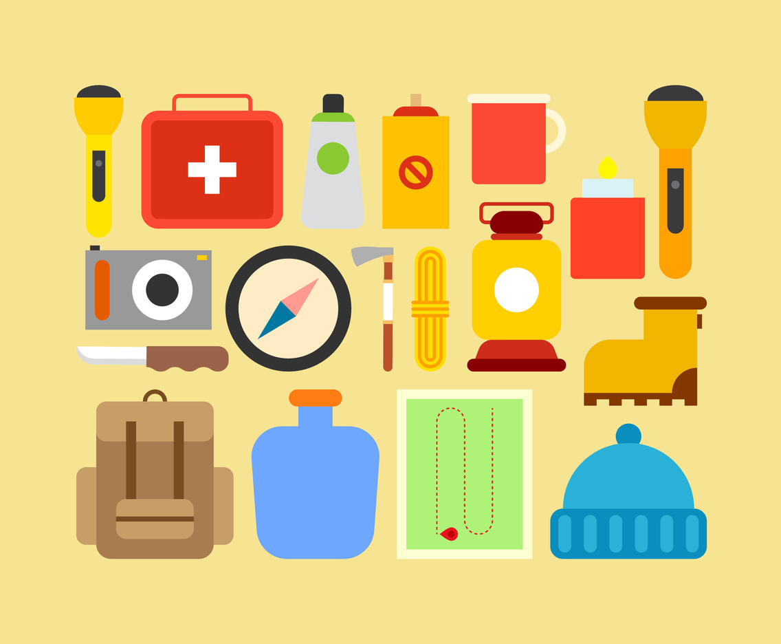 Awesome Camping Supplies Knolling Vectors