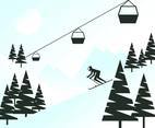 Skier Landscape Illustration Vector