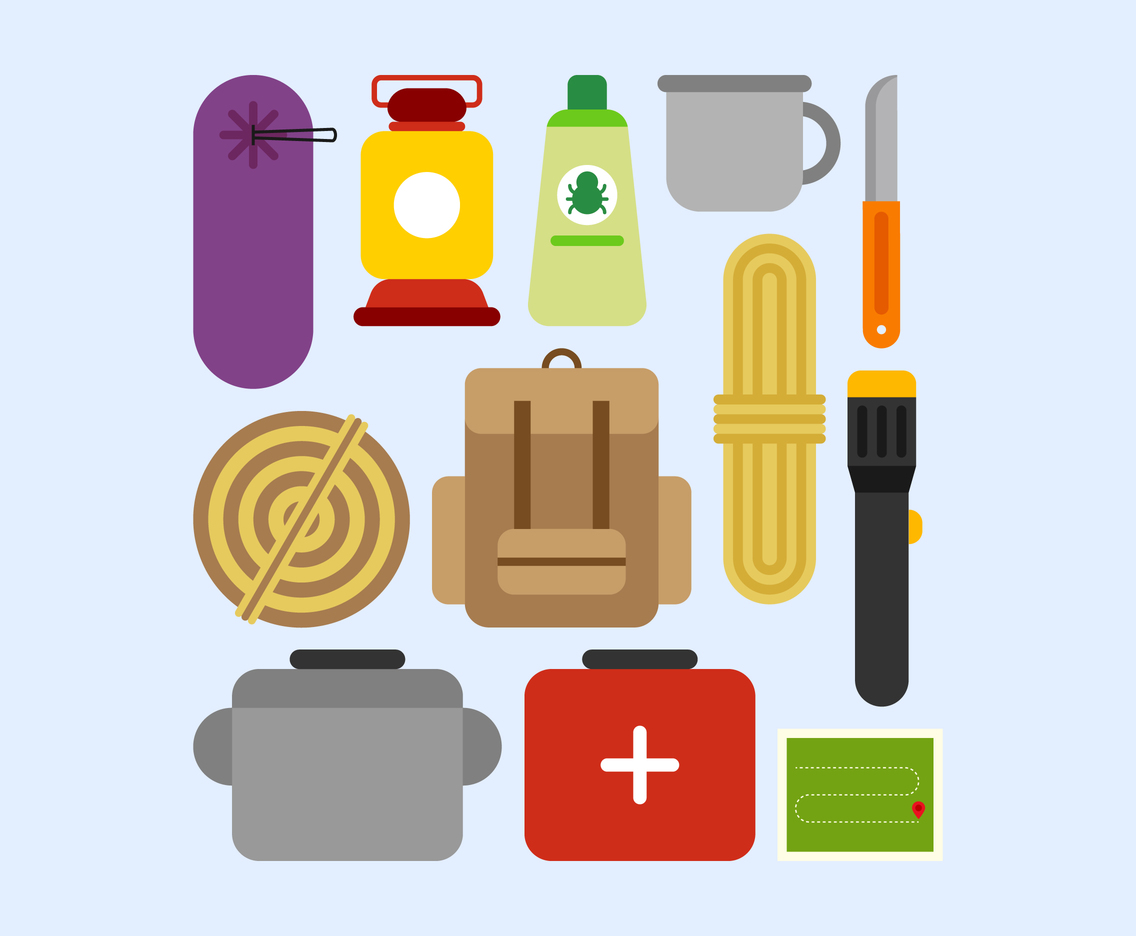 Awesome Camping Supplies Knolling Vectors