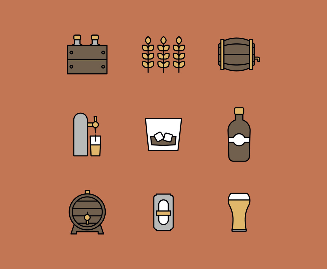 Outlined Alcohol Icon Set