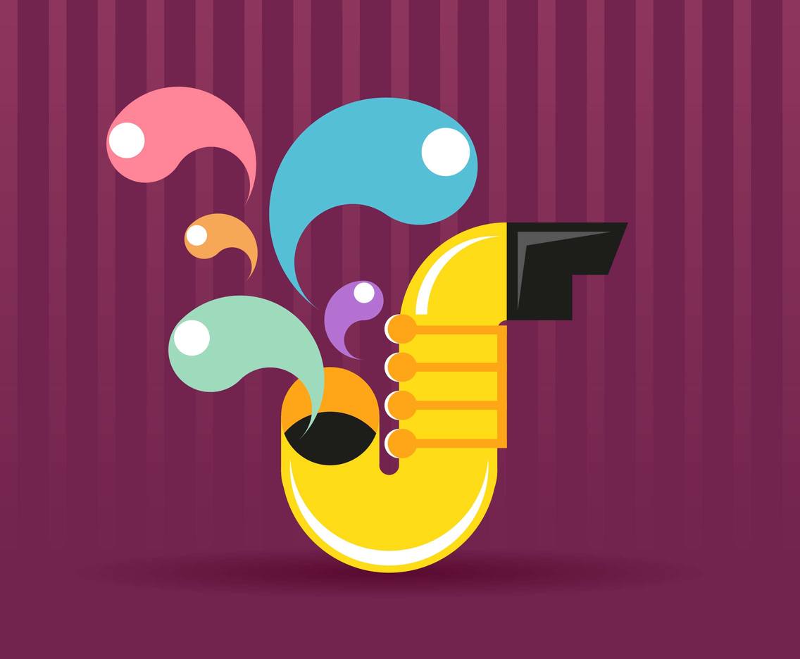 Saxophone Flat Illustration Vector
