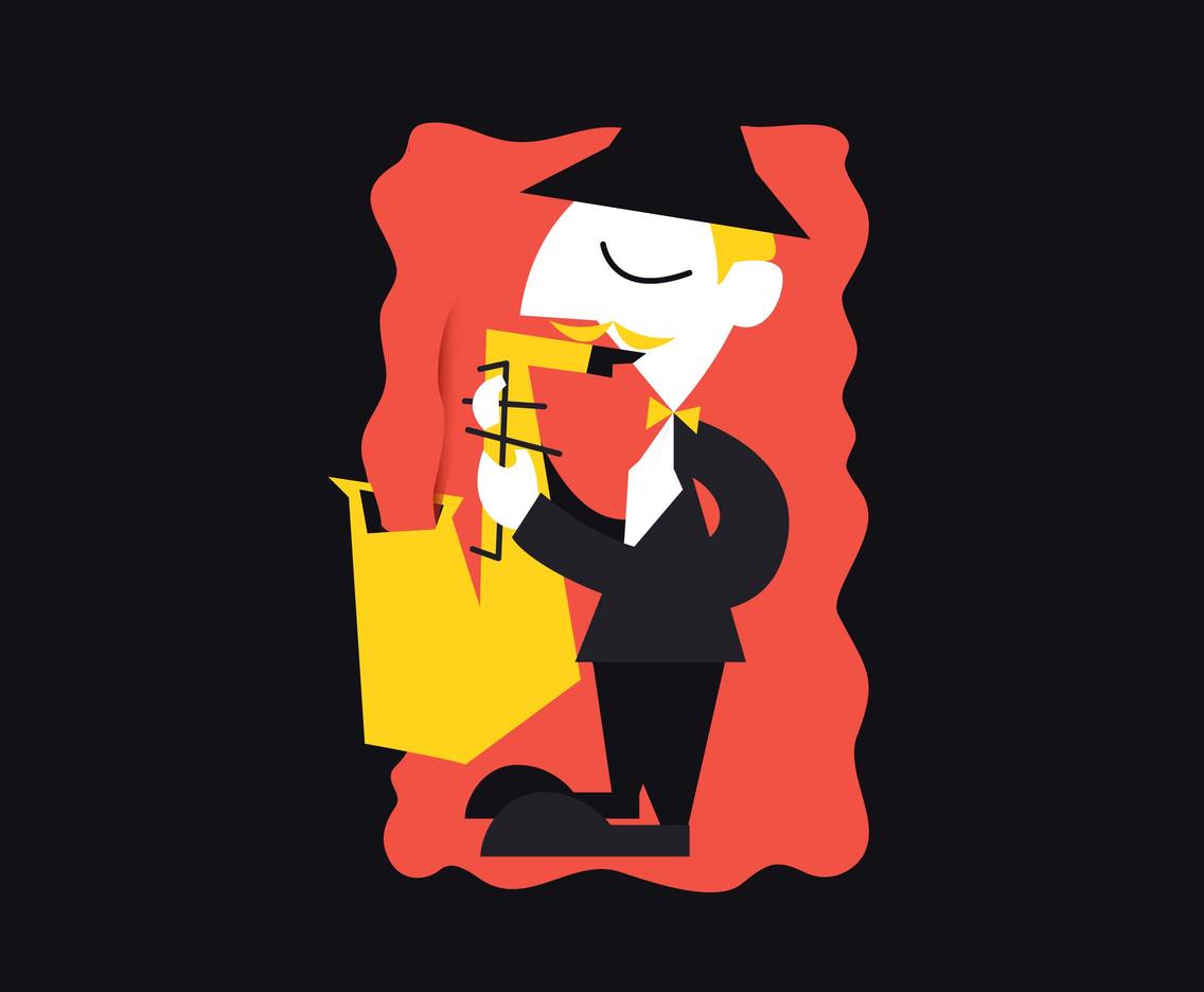Saxophone Man Flat Illustration Vector