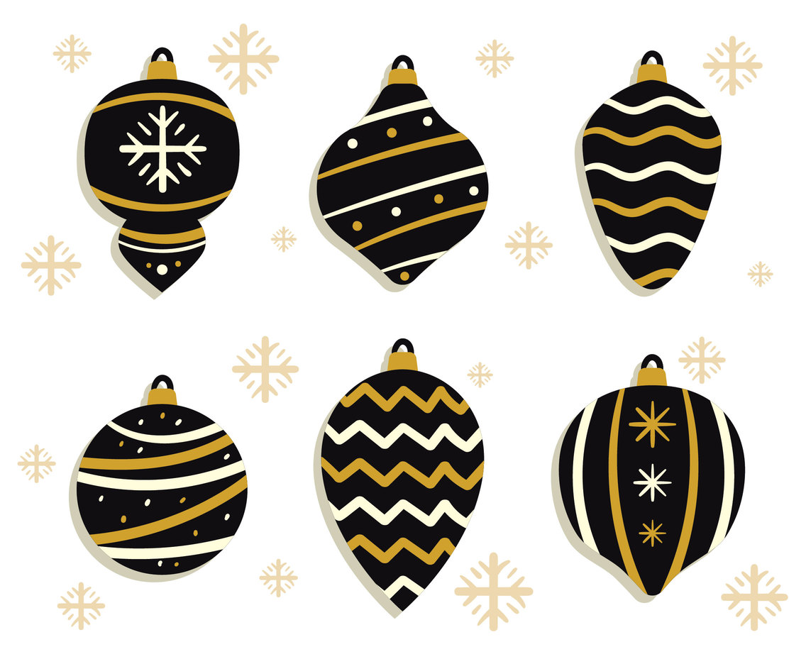 Black And Gold Christmas Ornament Vector